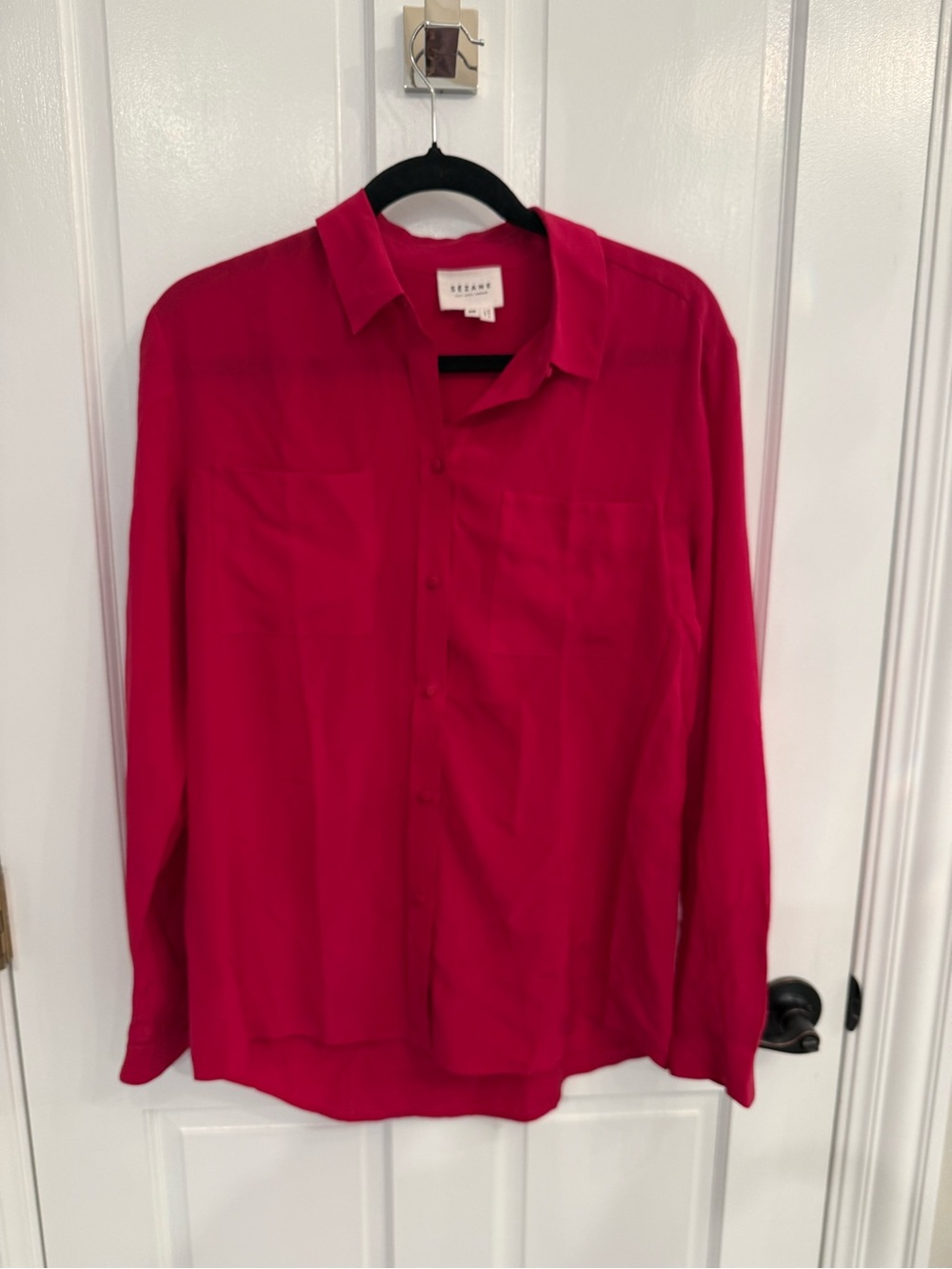 Sezane 100% Silk Long-Sleeve Button-Down Shirt